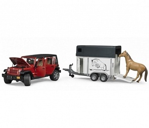 Внедорожник Bruder Jeep Wrangler Unlimited Rubicon c прицепом-коневозкой (Bruder, 02-926)